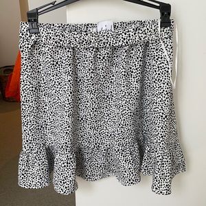 Princess Polly black and white pokadot skirt